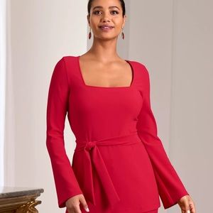 Square neck Elegant Red Long Sleeve Top …bought 2